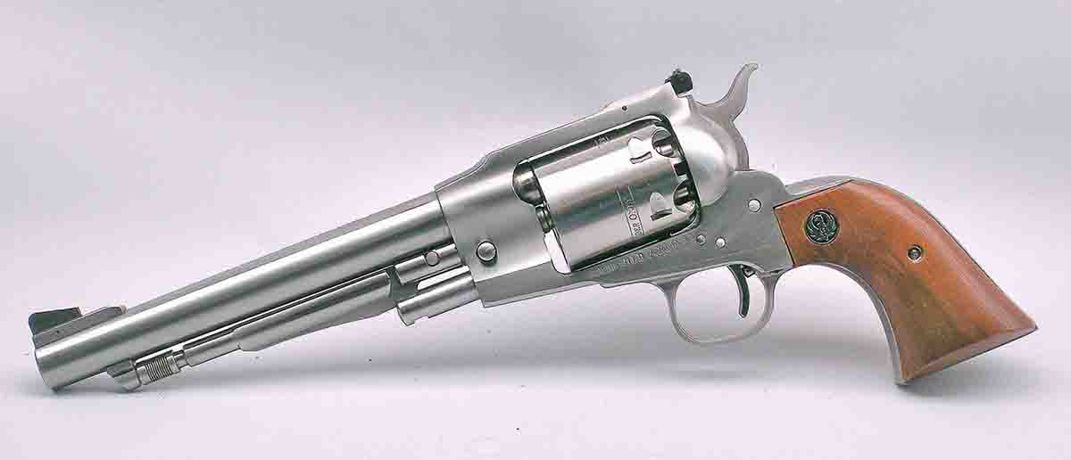 The Ruger Old Army is fashioned after the 1858 Remington black-powder revolver, albeit improved with modern steels and adjustable sights.